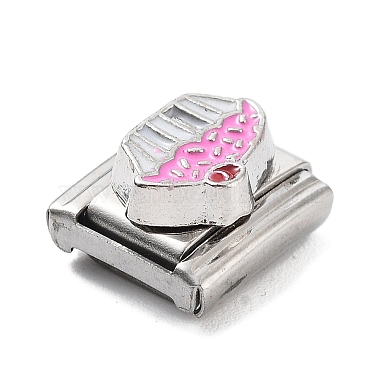 Cupcake 304 Stainless Steel Enamel Coffee Connector Charms(STAS-L023-005H)-2