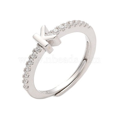 S925 Sterling Silver Adjustable Letter Rings for Women(RJEW-M068-01P-K)-2