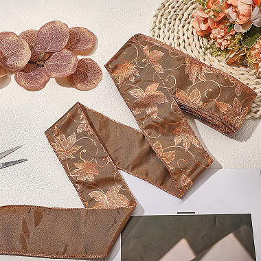 Maple Leaf Pattern Polyester Ribbon(OCOR-GF0005-35)-3