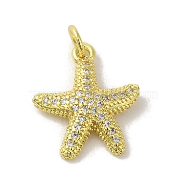 Real 18K Gold Plated Clear Starfish Brass+Cubic Zirconia Pendants