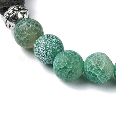 Natural Dyed Crackle Agate & Lava Rock Round Beaded Stretch Bracelet(BJEW-TA00444-04)-3