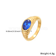 Natural Lapis Lazuli Oval Finger Ring, Golden Stainless Steel Ring, US Size 7(17.3mm)(ZM2991-3)