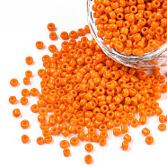 12/0 Opaque Colours Round Glass Seed Beads, Dark Orange, Size: about 2mm in diameter, hole:1mm, about 3303pcs/50g(X-SEED-A010-2mm-50)