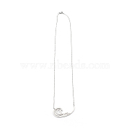 201 Stainless Steel Simple Sea Wave Pendants Necklace for Women, Silver, 19.45 inch(49.4cm)(NJEW-TAC0004-03)