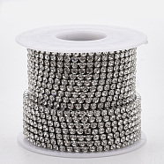 304 Stainless Steel Rhinestone Strass Chains, with Spool, Rhinestone Cup Chains, Crystal, Stainless Steel Color, 2.5mm, about 32.8 Feet(10m)/roll(CHS-R012-C-01)