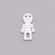 Alloy Skeleton Cabochons, Nail Art Decoration Accessories, White, 12x6x1.6mm(MRMJ-WH0078-07A)