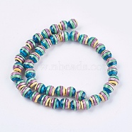 Handmade Porcelain Beads, Round with Candy Strip, Colorful, 8x7.5mm, Hole: 2mm(PORC-G002-35B)