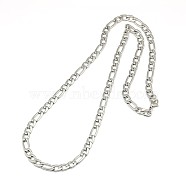 Fashionable 304 Stainless Steel Figaro Chain Necklaces for Men, with Lobster Claw Clasps, Stainless Steel Color, 21.65 inch(55cm)x6mm(STAS-A028-N017P)