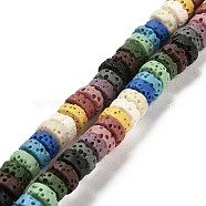 Natural Lava Rock Dyed Beads Strands, Flat Round/Disc, Heishi Beads, Colorful, 6~6.5x3mm, Hole: 1.2mm, about 62pcs/strand, 7.87 inch(20cm)(G-L586-A01-05)
