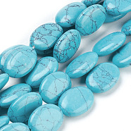 Flat Oval Gemstone Synthetic Turquoise Stone Beads Strands, Turquoise, 18x13x6mm, Hole: 2mm, about 22pcs/strand, 15.7 inch(G-S113-11)