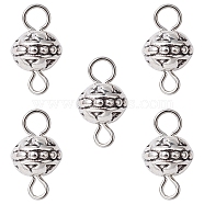Tibetan Style Alloy Connector Charms, Round Links with Iron Double Loops, Antique Silver, 14x8mm, Hole: 2mm(PALLOY-YW0001-48)