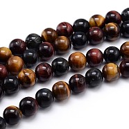 Natural Gemstone Round Bead Strands, Tiger Eye, 6mm, Hole: 1mm, about 64pcs/strand, 16 inch(G-J303-13-6mm)