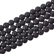 Synthetic Lava Rock Beads Strands, Dyed, Round, Black, 6mm, Hole: 1mm, about 61pcs/strand, 14.96 inch(38cm)(G-S277-6mm-01)