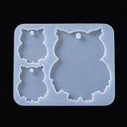 Owl Pendant Silhouette Silicone Molds, Resin Casting Molds, For UV Resin, Epoxy Resin Jewelry Making, White, 85x103x5.5mm, Owl: 36.5x29.5mm and 65x61.5mm(X-DIY-I026-23)