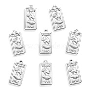 201 Stainless Steel Pendants, Rectangle with Venus, Stainless Steel Color, 25x12.5x2.5mm, Hole: 1.8mm(STAS-Q243-LM178)
