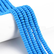 Handmade Polymer Clay Beads Strands, for DIY Jewelry Crafts Supplies, Flat Round, Dodger Blue, 6~7x3mm, Hole: 1.5mm, about 113~116pcs/strand, 15.55 inch~16.14 inch(39.5~41cm)(CLAY-N008-83)