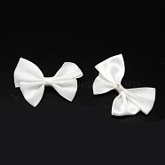 Handmade Woven Costume Accessories, Ribbon Bowknot, White, 40x59x8mm, about 200pcs/bag(WOVE-R087-19)