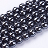 Non-Magnetic Synthetic Hematite Beads Strands, Grade AA, Round, Black, Black, 8mm, Hole: 3mm, about 53pcs/strand(X-G-H1623-8mm-3)