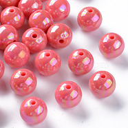 Opaque Acrylic Beads, AB Color Plated, Round, Salmon, 16x15mm, Hole: 2.8mm, about 220pcs/500g(MACR-S370-D16mm-A04)