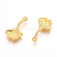 304 Stainless Steel Pendant, Ginkgo Leaf, Golden, 18x10.5x2mm, Hole: 2mm(STAS-H109-16G)