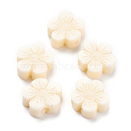 Carved Synthetic Coral Beads, Dyed, Flower, Beige, 9.7x10.7x3.8mm, Hole: 1.4mm(CORA-K007-05)