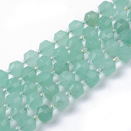 Natural Green Aventurine Beads Strands, Round, Dyed, Faceted, 7~8x8mm, Hole: 1.2mm, about 37pcs/strand, 14.76 inch(37.5cm)(G-R482-08-8mm)