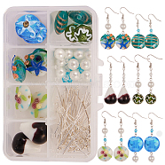 DIY Earring Making, with Handmade Lampwork Beads, Glass Beads, Brass Earring Hooks, Mixed Color, Plastic Boxes: 11x7x3cm(DIY-SC0005-93)