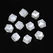 ABS Plastic Imitation Pearl Beads, Faceted, Cube, Creamy White, 7x8x8mm, Hole: 1.8mm, about 1690pcs/500g(OACR-N008-153)