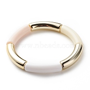 Acrylic Curved Tube Beaded Stretch Bracelet for Women, Lavender, Inner Diameter: 2-1/8 inch(5.3cm)(BJEW-JB08438-03)