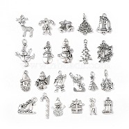 Tibetan Style Alloy Pendants, Christmas Theme Mixed Shapes Charms, Antique Silver, 18~25x7~19x2~3mm, Hole: 1.6mm, 20pcs/set(PALLOY-B014-05)