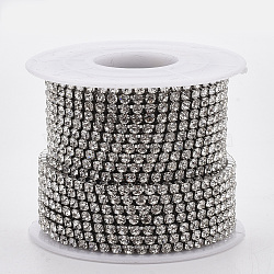 304 Stainless Steel Rhinestone Strass Chains, with Spool, Rhinestone Cup Chains, Crystal, Stainless Steel Color, 2.5mm, about 32.8 Feet(10m)/roll(CHS-R012-C-01)