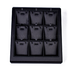 Wooden Necklace Presentation Boxes, Covered with PU Leather, Black, 22x25x5cm(PDIS-O003-02)