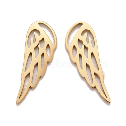 201 Stainless Steel Pendants, Laser Cut, Manual Polishing, Hollow, Wing, Golden, 17x6x1mm, Hole: 1x5mm(STAS-D451-29G)