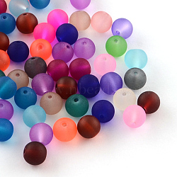 Transparent Frosted Glass Beads, Round, Mixed Color, 6~7x6mm, Hole: 1mm, about 1700pcs/500g(FGLA-MSMC0002-03-M)
