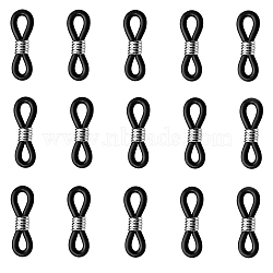100Pcs Eyeglass Holders, Glasses Rubber Loop Ends, with Iron Findings, Black, 21x4.5mm(FIND-CJ0001-07A)