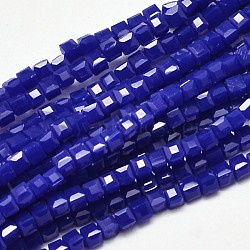 Faceted Cube Glass Beads Strands, Blue, 2x2x2mm, Hole: 0.5mm, about 200pcs/strand, 15.7 inch(X-EGLA-J133-C03)