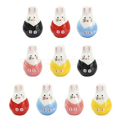 10Pcs 5 Colors Handmade Porcelain Beads, Famille Rose Porcelain, Rabbit, Mixed Color, 22~24x14~15.5x14~15mm, Hole: 2.5~3mm, 2pcs/color(PORC-CJ0001-48)