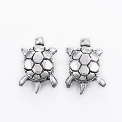 304 Stainless Steel European Beads, Large Hole Beads, Tortoise, Antique Silver, 17x11.5x9mm, Hole: 5mm(STAS-H371-14AS)