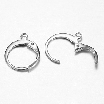 304 Stainless Steel Leverback Earring Findings, Stainless Steel Color, 15x12x2mm