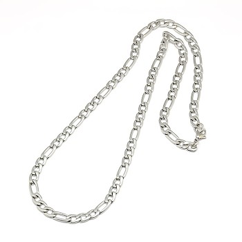 Fashionable 304 Stainless Steel Figaro Chain Necklaces for Men, with Lobster Claw Clasps, Stainless Steel Color, 21.65 inch(55cm)x6mm