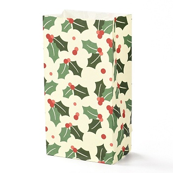 Christmas Theme Rectangle Paper Bags, No Handle, for Gift & Food Package, Christmas Tree Pattern, 12x7.5x23cm