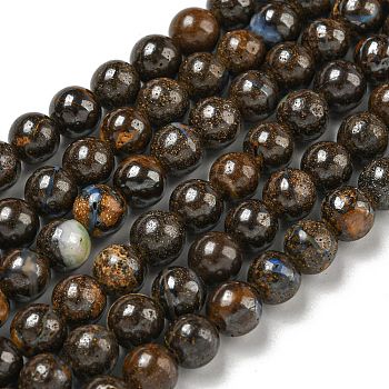 Natural Boulder Opal Beads Strands, Round, 6mm, Hole: 0.7mm, about 68pcs/strand, 15.43''(39.2cm)