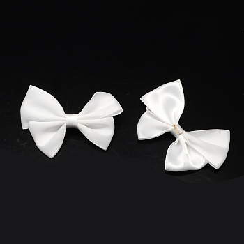 Handmade Woven Costume Accessories, Ribbon Bowknot, White, 40x59x8mm, about 200pcs/bag