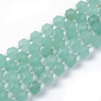 Natural Green Aventurine Beads Strands, Round, Dyed, Faceted, 7~8x8mm, Hole: 1.2mm, about 37pcs/strand, 14.76 inch(37.5cm)