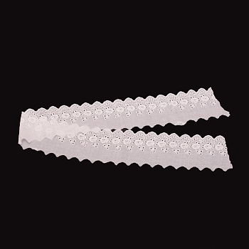 Cotton Lace Trim, For DIY Scrapbooking Gift Package Ribbon, Garment Accessories, Hollow Flower Pattern, White, 3-1/8 inch(80mm)
