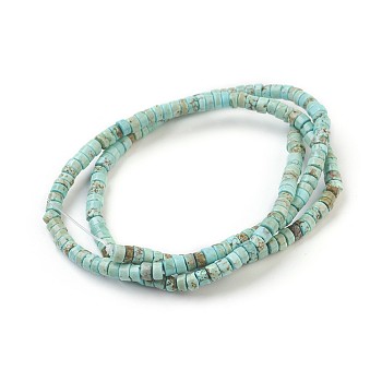 Natural Howlite Beads Strands, Dyed, Heishi Beads, Flat Round/Disc, Sky Blue, 3.5~4x2mm, Hole: 0.8mm, about 180~192pcs/strand, 15.7 inch(40cm)