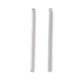 304 Stainless Steel Pendants, Cuboid/Bar Charm, Stainless Steel Color, 42.5x2.5x2mm, Hole: 1.4mm