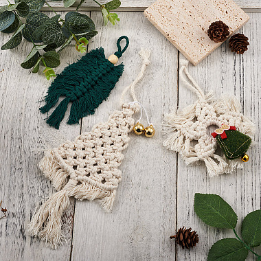 Crafans 3Pcs 3 Style Christmas Theme Cotton Weave Pendant Decorations(HJEW-CF0001-13)-5