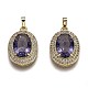 Golden Plated Brass Micro Pave Clear Cubic Zirconia Pendants(ZIRC-F123-02G)-1