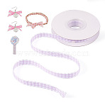 10 Yards Flat Polycotton(Polyester Cotton) Ribbon, Wavy Edged Tartan Ribbon, for Bowknot Making, Lilac, 11x0.2mm(OCOR-TAC0030-01I)